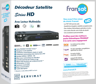 Decodificador de satélite Fransat HD para la TNT francesa vía satélite  servimat Sirius hd Fransat